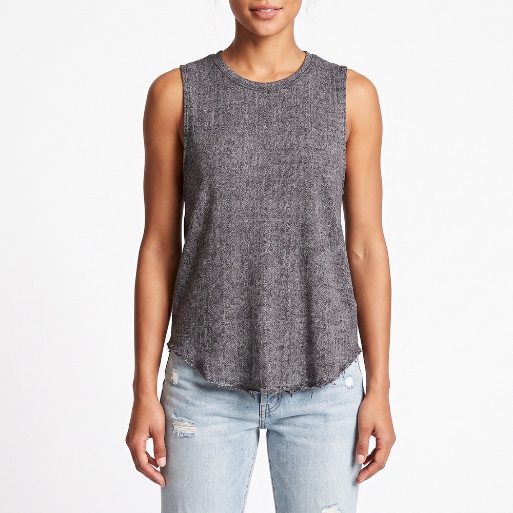 Project Social T Tank Top Womens Small Urban Outfitters Grey Muscle Raw Hem Good